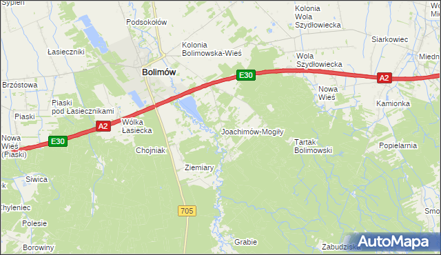 mapa Joachimów-Mogiły, Joachimów-Mogiły na mapie Targeo