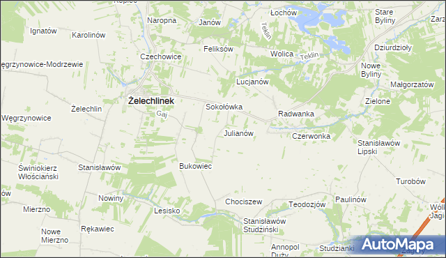 mapa Julianów gmina Żelechlinek, Julianów gmina Żelechlinek na mapie Targeo