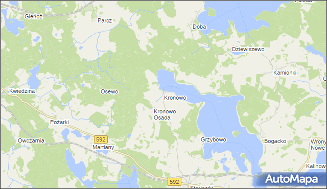 mapa Kronowo gmina Ryn, Kronowo gmina Ryn na mapie Targeo