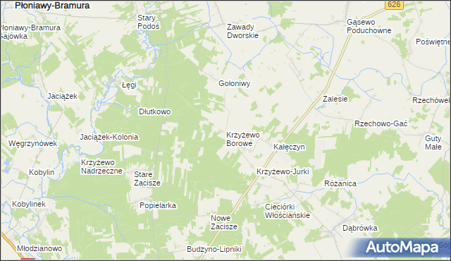 mapa Krzyżewo Borowe, Krzyżewo Borowe na mapie Targeo