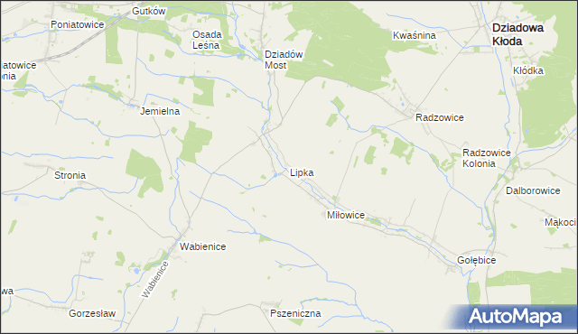 mapa Lipka gmina Dziadowa Kłoda, Lipka gmina Dziadowa Kłoda na mapie Targeo