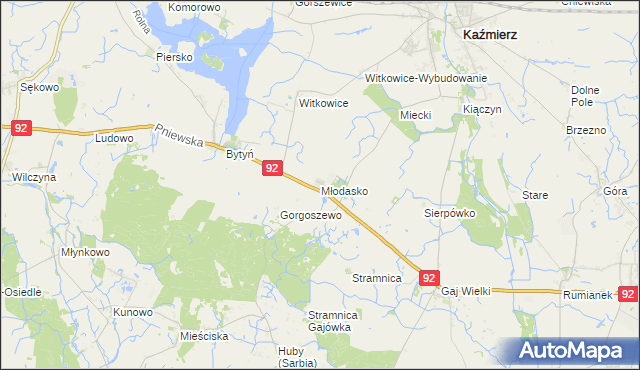 mapa Młodasko, Młodasko na mapie Targeo