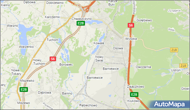 mapa Nowy Świat gmina Żukowo, Nowy Świat gmina Żukowo na mapie Targeo