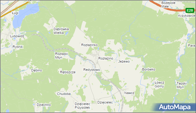 mapa Rozłazino gmina Łęczyce, Rozłazino gmina Łęczyce na mapie Targeo