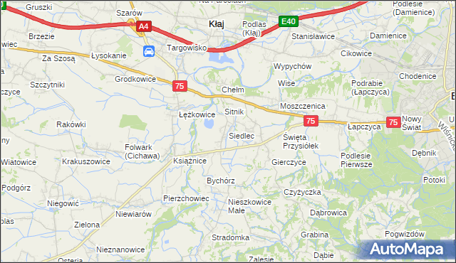 mapa Siedlec gmina Bochnia, Siedlec gmina Bochnia na mapie Targeo