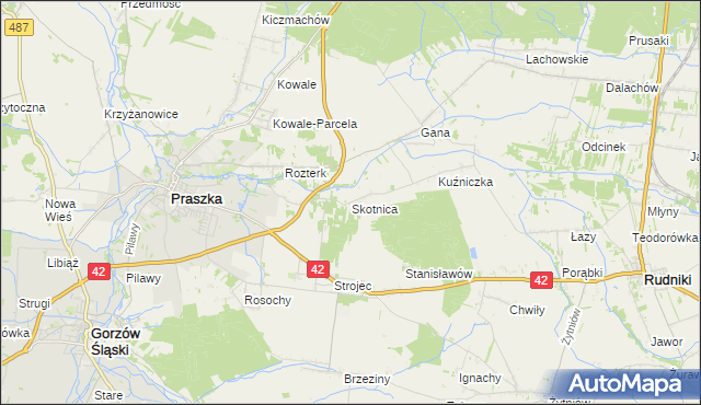 mapa Skotnica gmina Praszka, Skotnica gmina Praszka na mapie Targeo