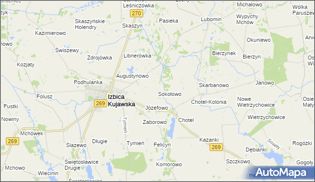 mapa Sokołowo gmina Izbica Kujawska, Sokołowo gmina Izbica Kujawska na mapie Targeo