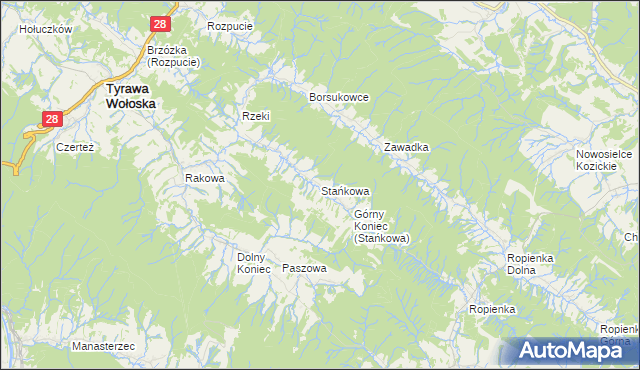 mapa Stańkowa gmina Ustrzyki Dolne, Stańkowa gmina Ustrzyki Dolne na mapie Targeo