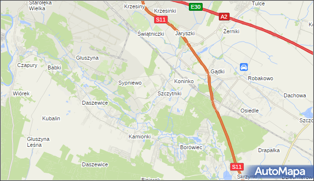 mapa Szczytniki gmina Kórnik, Szczytniki gmina Kórnik na mapie Targeo