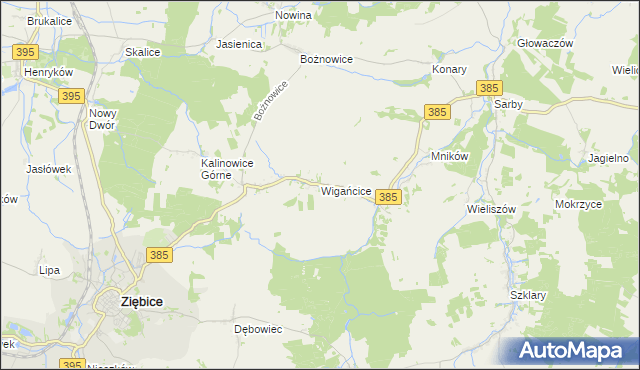 mapa Wigańcice, Wigańcice na mapie Targeo