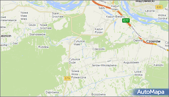 mapa Cybulice, Cybulice na mapie Targeo