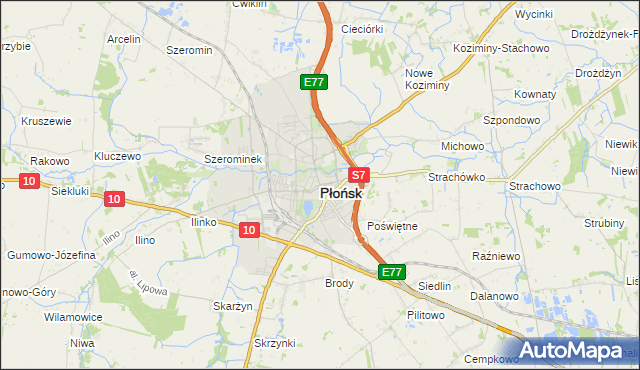 mapa Płońsk, Płońsk na mapie Targeo