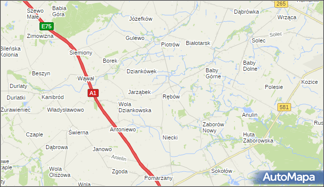 mapa Rębów gmina Gostynin, Rębów gmina Gostynin na mapie Targeo