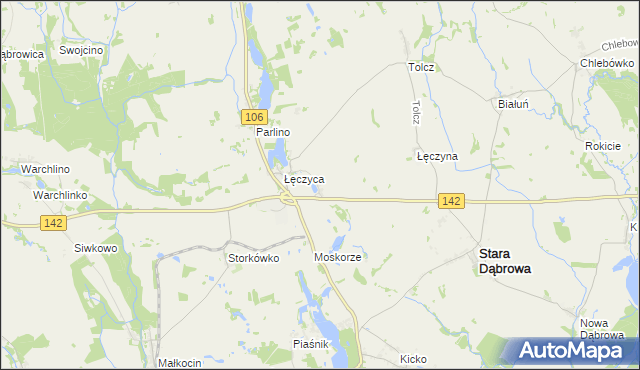 mapa Załęcze gmina Stara Dąbrowa, Załęcze gmina Stara Dąbrowa na mapie Targeo