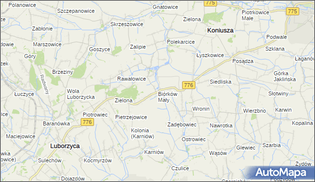 mapa Biórków Mały, Biórków Mały na mapie Targeo