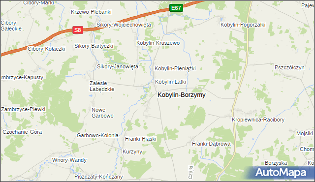 mapa Kobylin-Borzymy, Kobylin-Borzymy na mapie Targeo