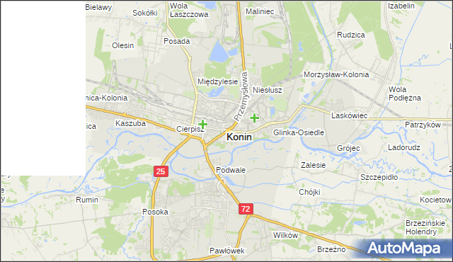 mapa Konina, Konin na mapie Targeo
