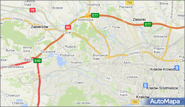 mapa Bronowice Małe, Bronowice Małe na mapie Targeo