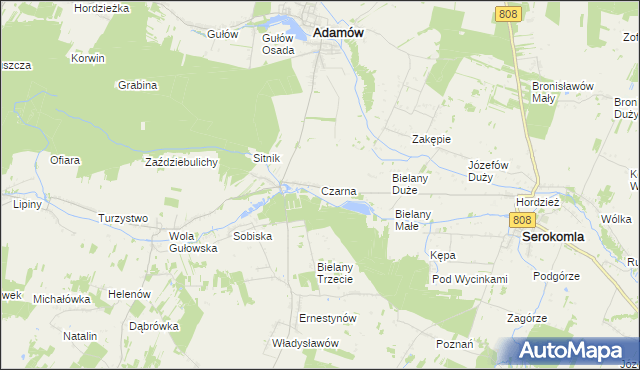 mapa Czarna gmina Serokomla, Czarna gmina Serokomla na mapie Targeo