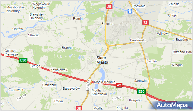 mapa Stare Miasto powiat koniński, Stare Miasto powiat koniński na mapie Targeo