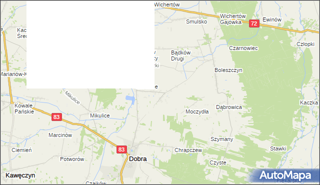 mapa Ugory gmina Dobra, Ugory gmina Dobra na mapie Targeo