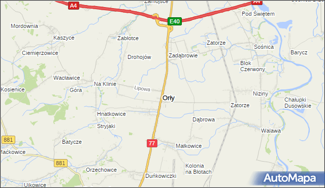 mapa Orły powiat przemyski, Orły powiat przemyski na mapie Targeo