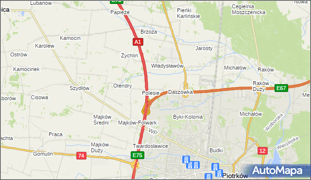 mapa Bąkowiec gmina Grabica, Bąkowiec gmina Grabica na mapie Targeo