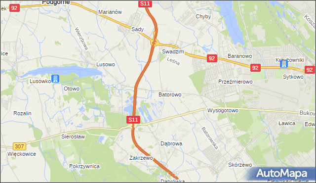 mapa Batorowo gmina Tarnowo Podgórne, Batorowo gmina Tarnowo Podgórne na mapie Targeo