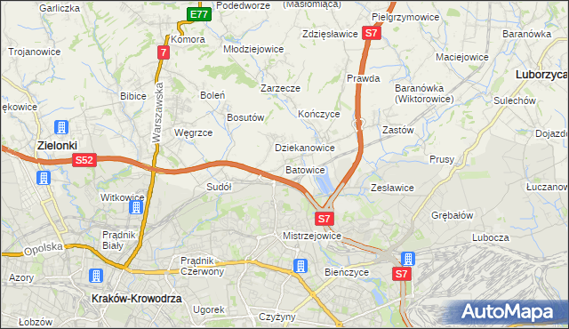 mapa Batowice, Batowice na mapie Targeo