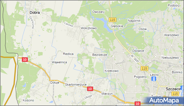 mapa Bezrzecze, Bezrzecze na mapie Targeo