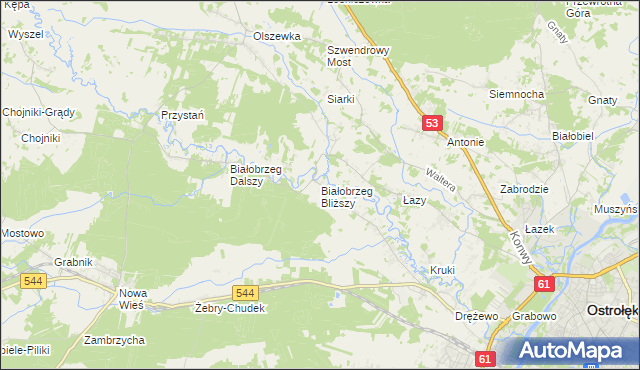 mapa Białobrzeg Bliższy, Białobrzeg Bliższy na mapie Targeo