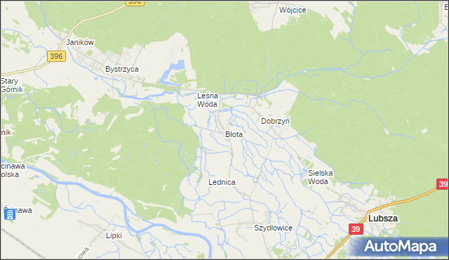 mapa Błota gmina Lubsza, Błota gmina Lubsza na mapie Targeo