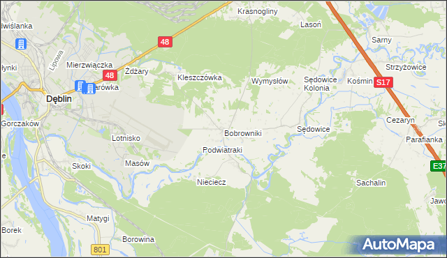 mapa Bobrowniki gmina Ryki, Bobrowniki gmina Ryki na mapie Targeo