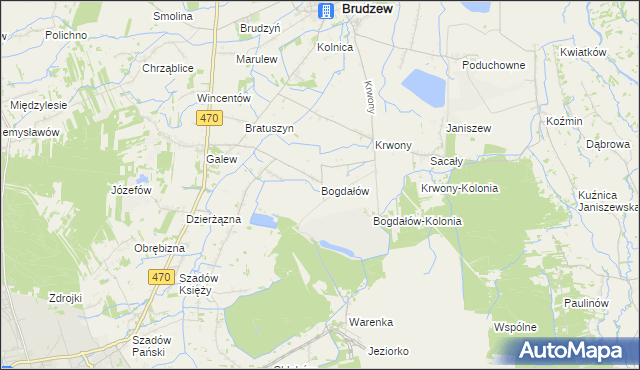 mapa Bogdałów, Bogdałów na mapie Targeo