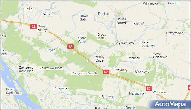 mapa Brody Duże gmina Mała Wieś, Brody Duże gmina Mała Wieś na mapie Targeo