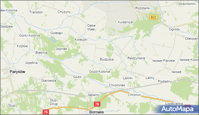 mapa Budziska gmina Latowicz, Budziska gmina Latowicz na mapie Targeo