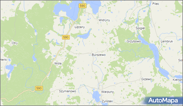 mapa Burszewo, Burszewo na mapie Targeo