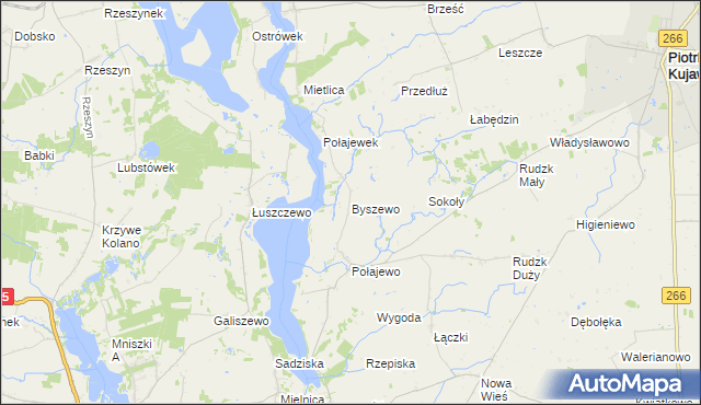 mapa Byszewo gmina Piotrków Kujawski, Byszewo gmina Piotrków Kujawski na mapie Targeo