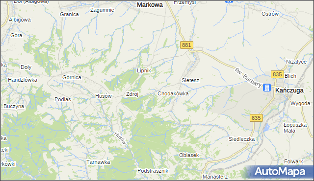 mapa Chodakówka, Chodakówka na mapie Targeo