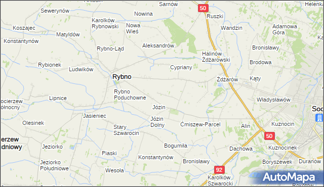 mapa Ćmiszew Rybnowski, Ćmiszew Rybnowski na mapie Targeo