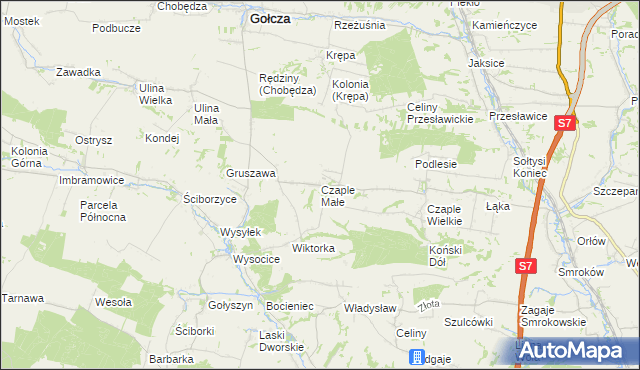 mapa Czaple Małe, Czaple Małe na mapie Targeo