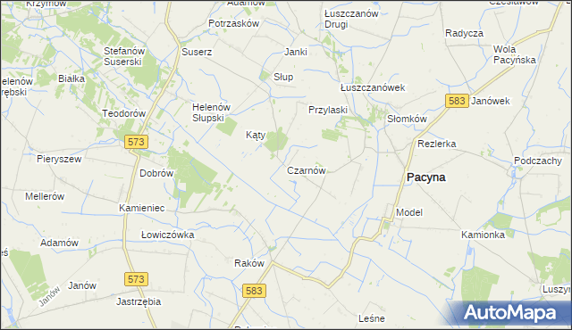 mapa Czarnów gmina Pacyna, Czarnów gmina Pacyna na mapie Targeo