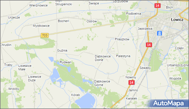 mapa Dąbkowice Dolne, Dąbkowice Dolne na mapie Targeo