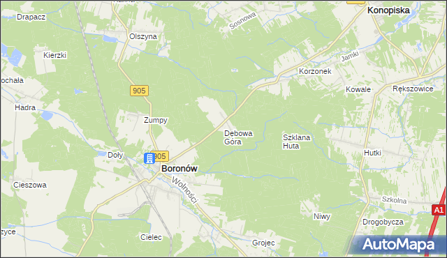 mapa Dębowa Góra gmina Boronów, Dębowa Góra gmina Boronów na mapie Targeo