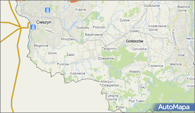 mapa Dzięgielów, Dzięgielów na mapie Targeo