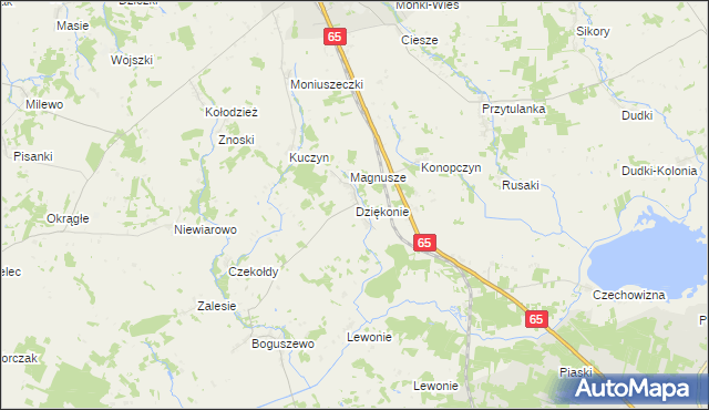 mapa Dziękonie, Dziękonie na mapie Targeo