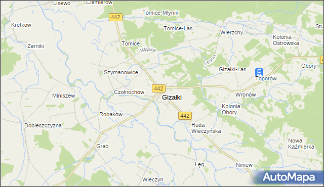 mapa Gizałki, Gizałki na mapie Targeo