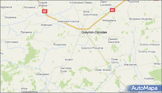 mapa Gołymin-Południe, Gołymin-Południe na mapie Targeo