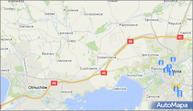 mapa Goświnowice, Goświnowice na mapie Targeo