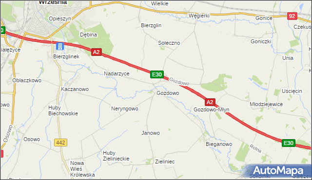 mapa Gozdowo gmina Września, Gozdowo gmina Września na mapie Targeo